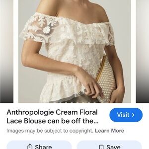 Anthropologie Cream Floral Lace Blouse